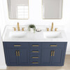 Givana 60" doubel sink Vanity with Milano White Stone Top and White Sink