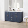 Givana 60" doubel sink Vanity with Milano White Stone Top and White Sink