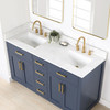 Givana 60" doubel sink Vanity with Milano White Stone Top and White Sink