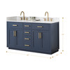 Givana 60" doubel sink Vanity with Milano White Stone Top and White Sink