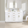 Givana 60" doubel sink Vanity with Milano White Stone Top and White Sink