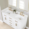Givana 60" doubel sink Vanity with Milano White Stone Top and White Sink