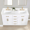 Givana 60" doubel sink Vanity with Milano White Stone Top and White Sink