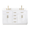 Givana 60" doubel sink Vanity with Milano White Stone Top and White Sink