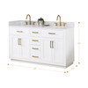 Givana 60" doubel sink Vanity with Milano White Stone Top and White Sink
