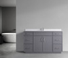 Alma Vivian 60" Single sink Vanity With Marble Stone Top / White Gray
