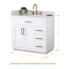 Givana 36" Vanity with Milano White Stone Top and White Sink