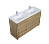 Alma Allier 60" Natural Oak Double Sink Vanity With A Integrated Sink