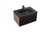 Edom 30'' Black Floating Vanity with Black integrated sink
