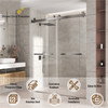 Brushed Nickel 56-60" x 76" Double Sliding Shower Door, Frameless 3/8" Tempered Glass