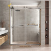 Brushed Nickel 56-60" x 76" Double Sliding Shower Door, Frameless 3/8" Tempered Glass