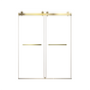 Brushed Gold 56-60" x 76" Double Sliding Shower Door, Frameless 3/8" Tempered Glass