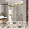 Brushed Gold 56-60" x 76" Double Sliding Shower Door, Frameless 3/8" Tempered Glass