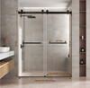 Matte Black 56-60" x 76" Double Sliding Shower Door, Frameless 3/8" Tempered Glass