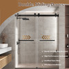 Matte Black 56-60" x 76" Double Sliding Shower Door, Frameless 3/8" Tempered Glass