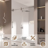 Single Sliding 56-60" x 76" Frameless Shower Door with 3/8" Tempered Glass, Brushed Nickel