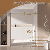 Single Sliding 56-60" x 76" Frameless Shower Door with 3/8" Tempered Glass, Brush Gold