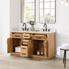 Givana 60" doubel sink Vanity with Milano White Stone Top and White Sink