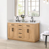 Givana 60" doubel sink Vanity with Milano White Stone Top and White Sink