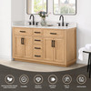 Givana 60" doubel sink Vanity with Milano White Stone Top and White Sink