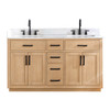 Givana 60" doubel sink Vanity with Milano White Stone Top and White Sink