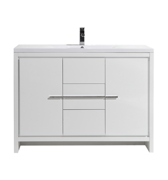 Alma Allier 48" Gloss White Free Standing Vanity With A Integrated Sink