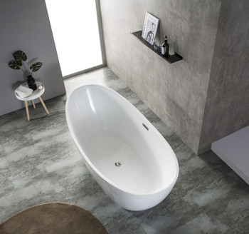 Sky Freestanding Acrylic Bathtub Crescent Shaped Glossy White (59''/67'')