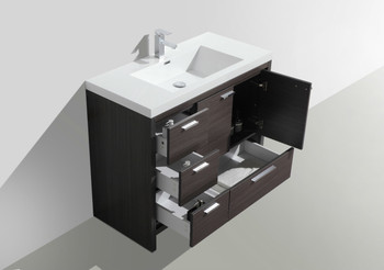 Alma Allier 42" Dark Gray Oak  Vanity With A Integrated Sink / Left Side Drawers