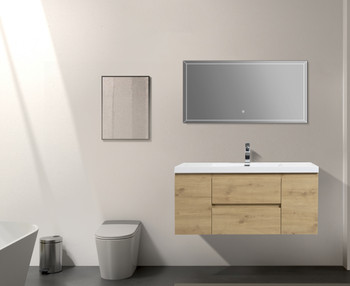 Alma-Pre 48″ Natural Oak Wall Mount Vanity With A Integrated Sink