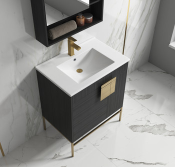 Alma Bulanka 32" Bathroom Vanity Dawn grey , Golden Brass Hardware