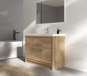 Alma-Allier 48" Natural Oak finish  Vanity With Integrated Sink