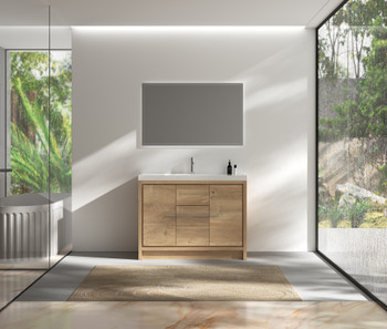 Alma-Allier 48" Natural Oak finish  Vanity With Integrated Sink