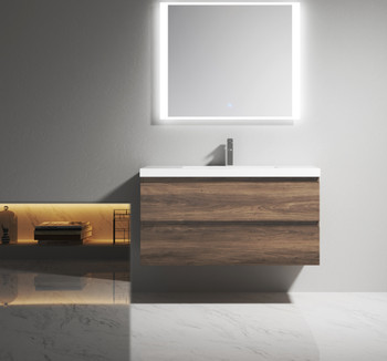 Alma-Pre  42" Ebony Brown Wall Mounted Vanity With Integrated Sink
