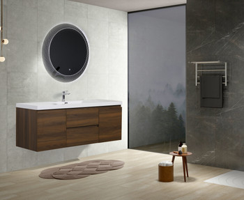 Alma-Pre 60" Ebony Brown Single Sink  Wall Mounted Vanity With Integrated Sink