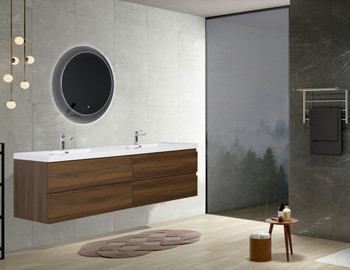 Alma-Pre 72″ Ebony Brown Wall Mount Vanity With Integrated Sink 