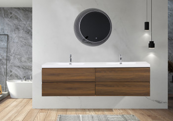 Alma-Pre 72″ Ebony Brown Wall Mount Vanity With Integrated Sink 