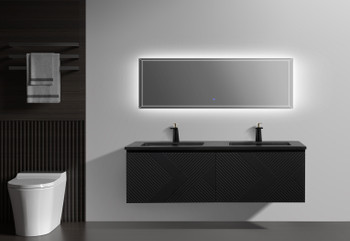 Alma-Moore 60″ Black Wall Mount Vanity With A Integrated Black Sink