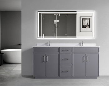 Alma Vivian 72" Double sink Vanity With Marble Stone Top / Gray Finish