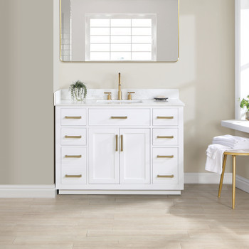 Givana 48" Vanity with Milano White Stone Top and White Sink