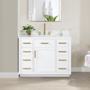Givana  42" Vanity with Milano White Stone Top and White Sink