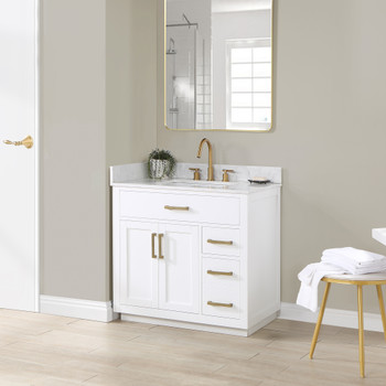 Givana 36" Vanity with Milano White Stone Top and White Sink