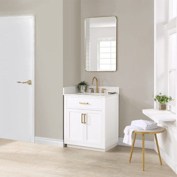 Givana 30" Vanity  with  Milano White  Stone Top  and White Sink