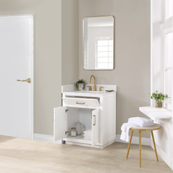 Givana 30" Vanity  with  Milano White  Stone Top  and White Sink
