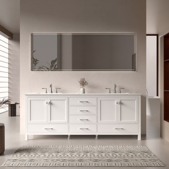 Alma Romio 84" Double sink Vanity With Quartz Top / White Finish