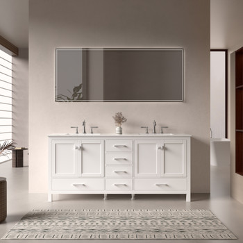 Alma Romio 72" Double sink Vanity With Quartz Top / White Finish
