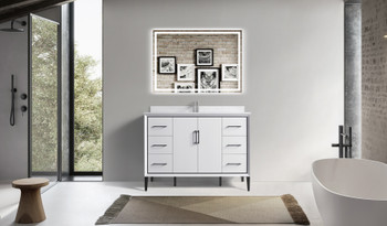 Alma Romio 48" Single sink Vanity With Marble Stone Top / White Finish