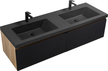 Alma-Edom 60 Inch Wall Mount Vanity With A Integrated Black Sink