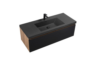 Edom 48'' Black Floating  Vanity with Black integrated sink