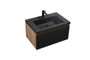Edom 30'' Black Floating Vanity with Black integrated sink