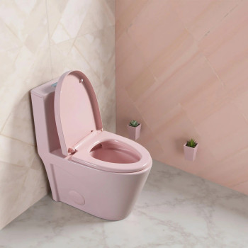 Alma Pink One-Piece Ceramic Toilet 1.1/1.6 GPF Dual Flush with Soft Close Seat